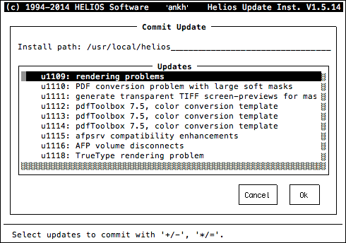 HELIOS Update Installer – Commit Update