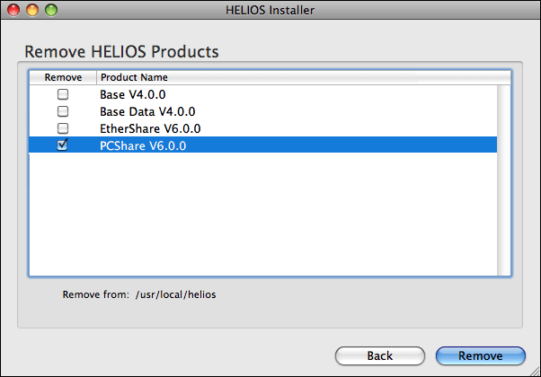 HELIOS Installer (OS X) – Remove HELIOS Products